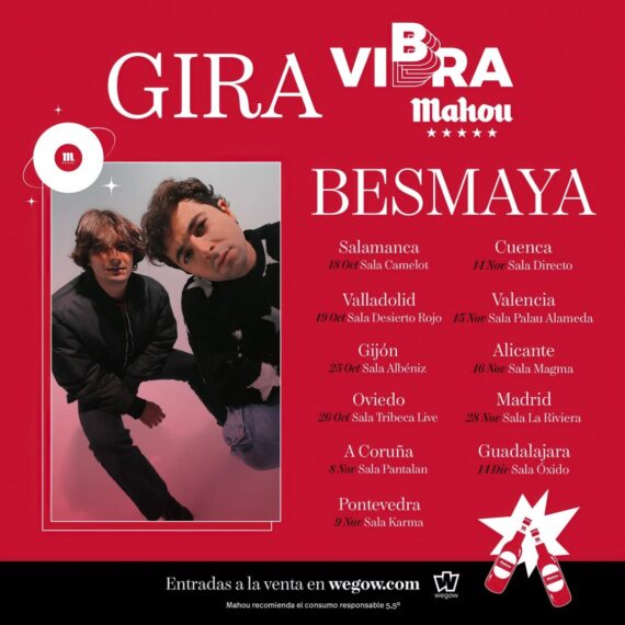 Cartel de la gira Vibra de Mahou de Besmaya, con las fechas de sus conciertos en España este año 2024.